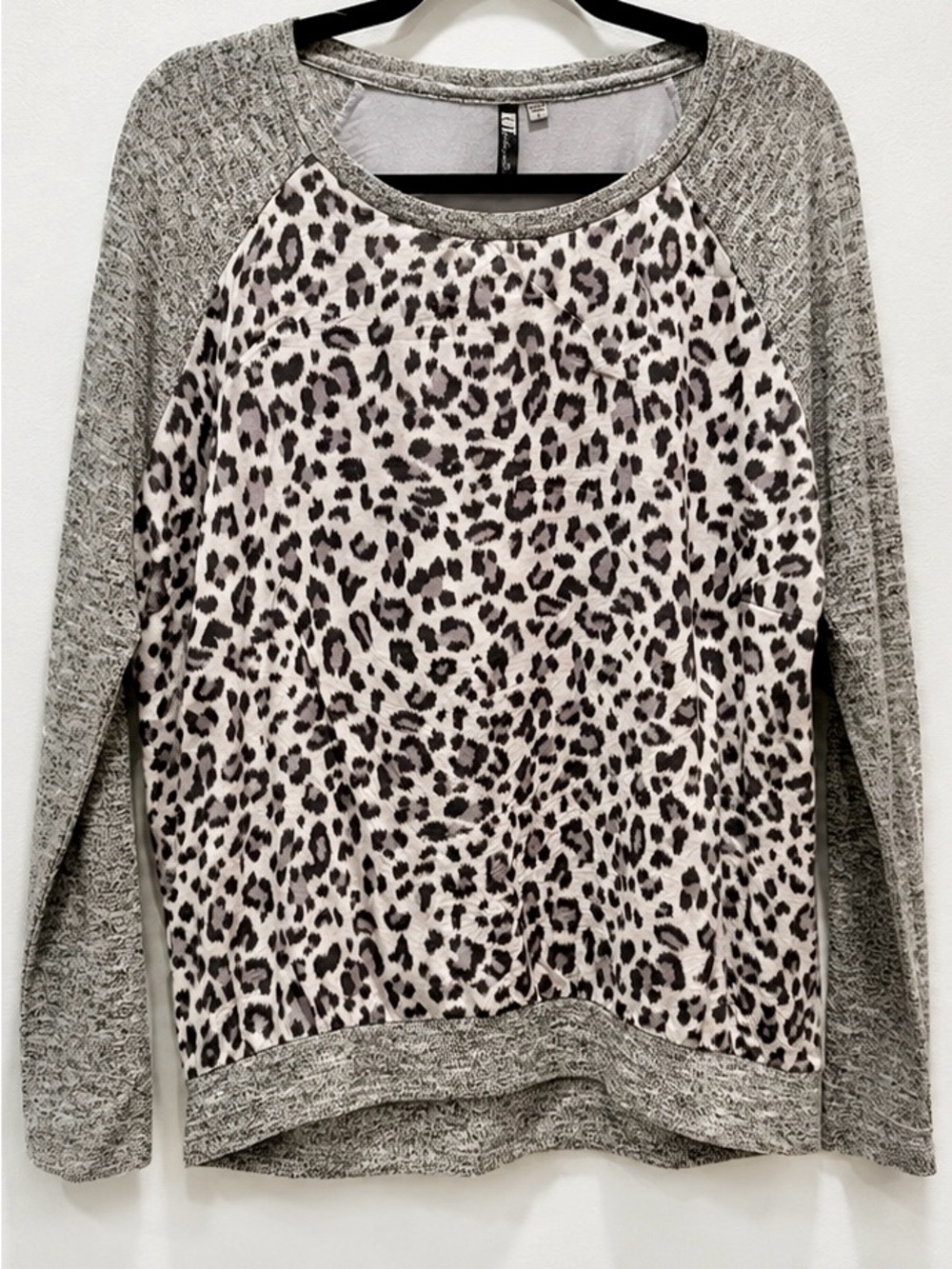 Kut from the Kloth Leopard Print Mixed Media Top Large Animal Print